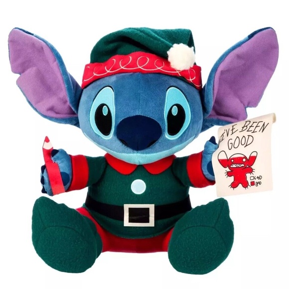 2024 Disney Parks Christmas Elf Stitch Holiday Stitch Plush Toy 14" - NEW - Picture 1 of 3